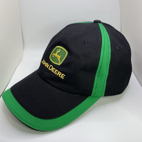 John Deere Hat Black W/ Green Trim Men's Adjustable - Picture 3 of 9